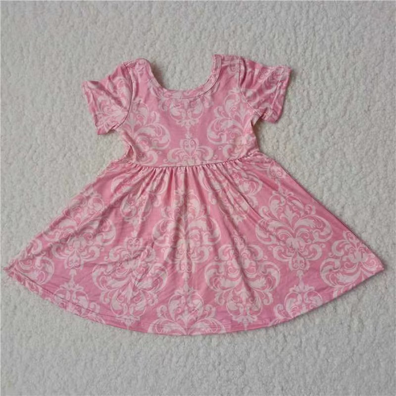 Baby girls summer pink short sleeve twirl dresses