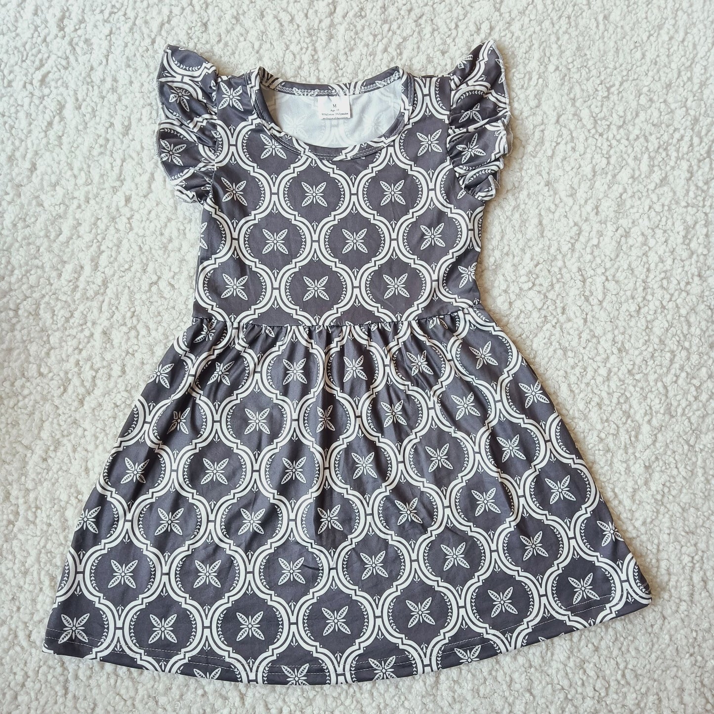 Baby girls grey shape pearl dresses