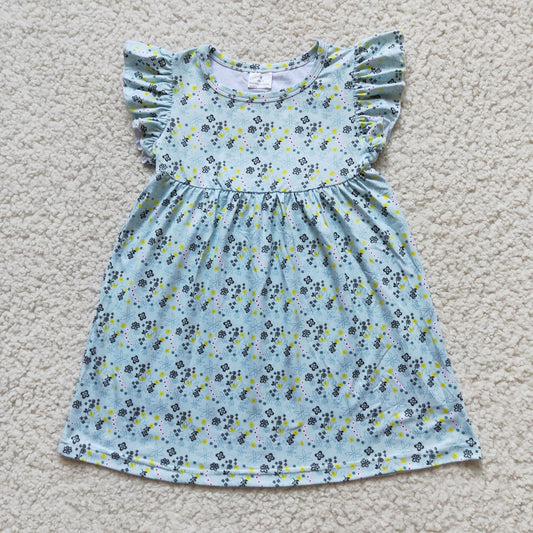 Baby girls blue small flower pearl dresses