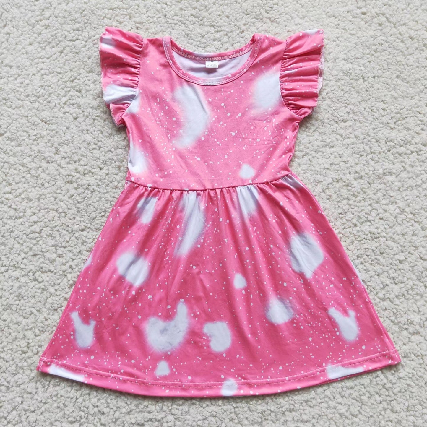 Baby girls pink heart pearl dresses