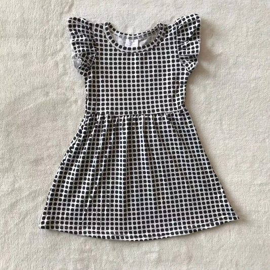 Baby girls black dots pearl dresses