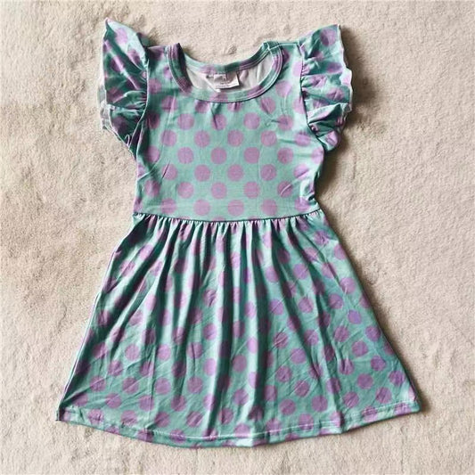 Baby girls Blue dots pearl dresses