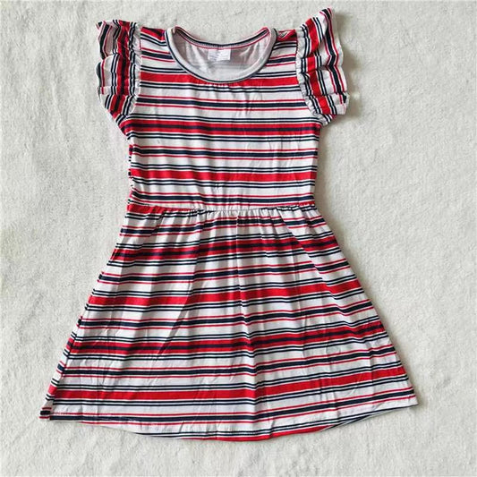 Baby girls red stripe pearl dresses