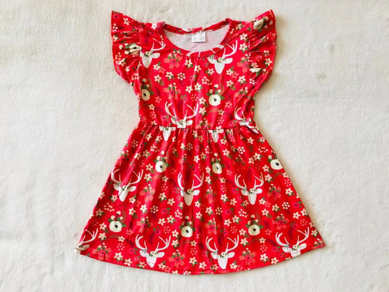 Baby girls red dear christmas pearl dresses