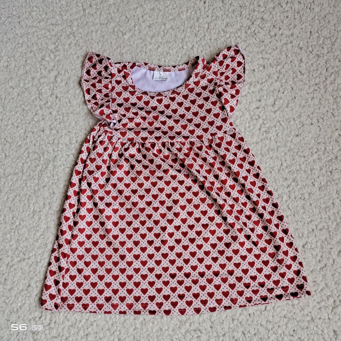 Baby girls red heart pearl dresses
