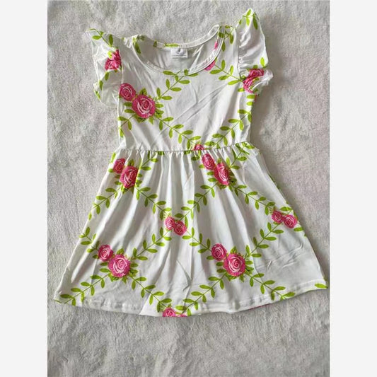 kids baby white floral pearl dresses