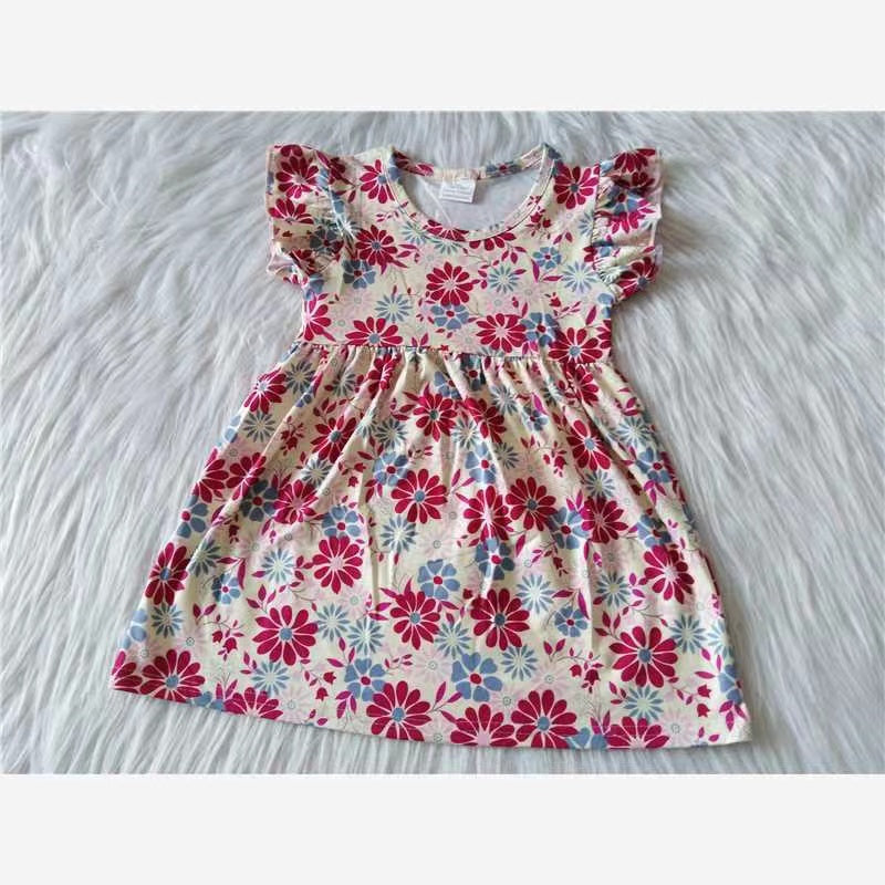 Baby girls pink floral pearl dresses