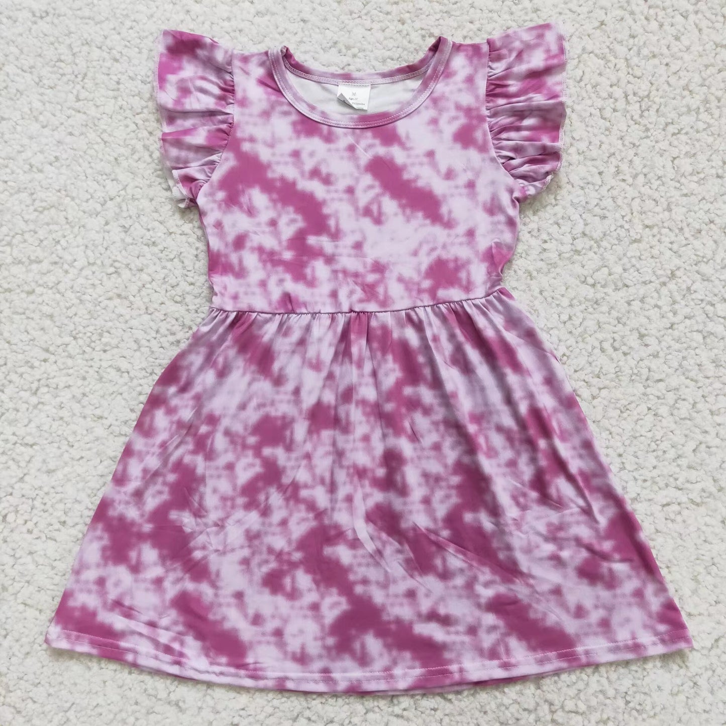 kids baby pink tie dye pearl dresses