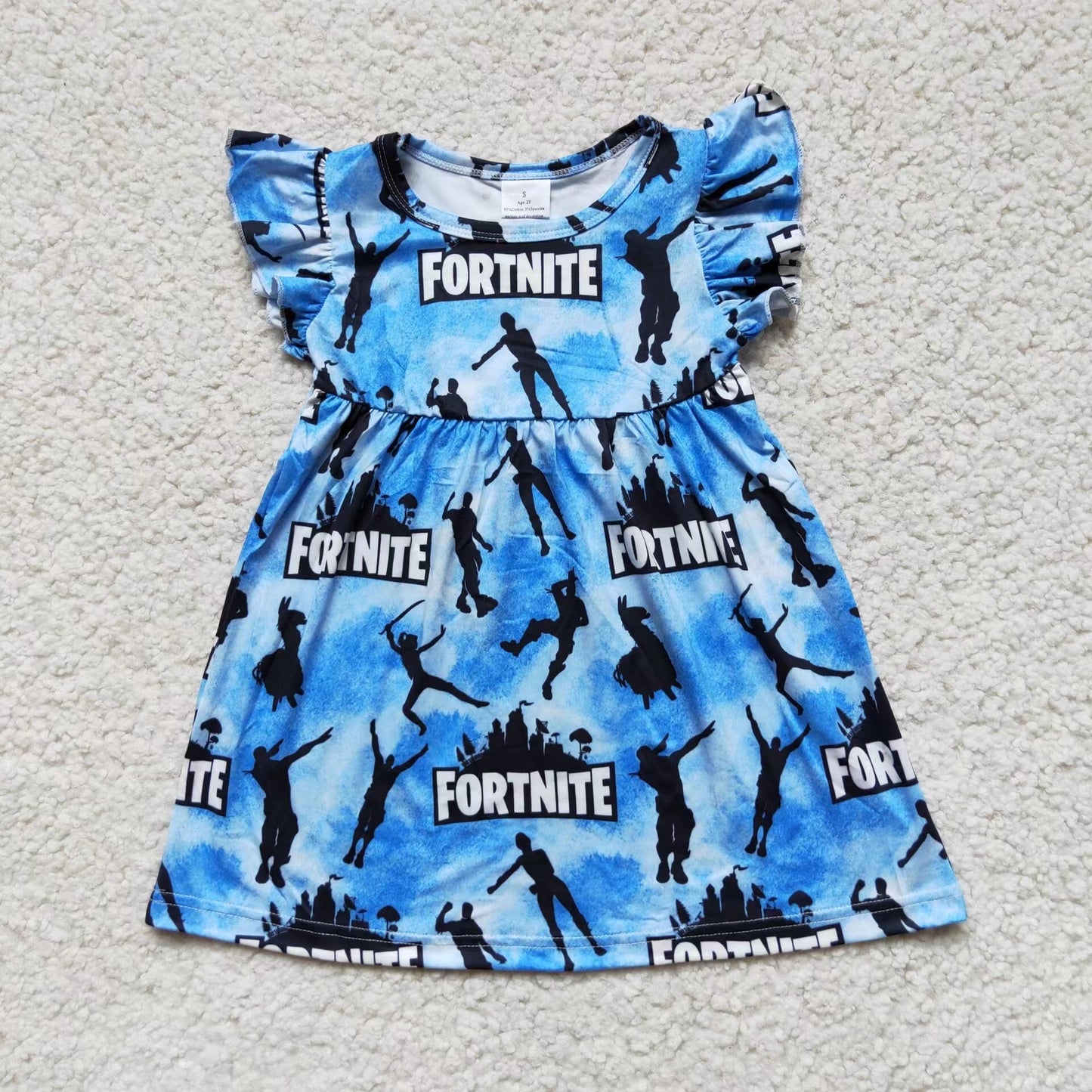 kids baby blue game pearl dresses