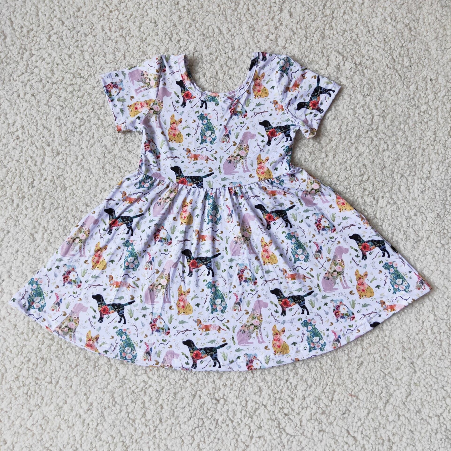 kids baby dog cartoon twirl dresses