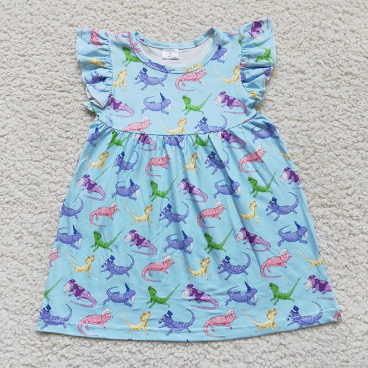 kids baby colorful dinosaur pearl dresses