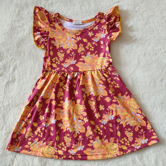 kids baby maroon floral pearl dresses