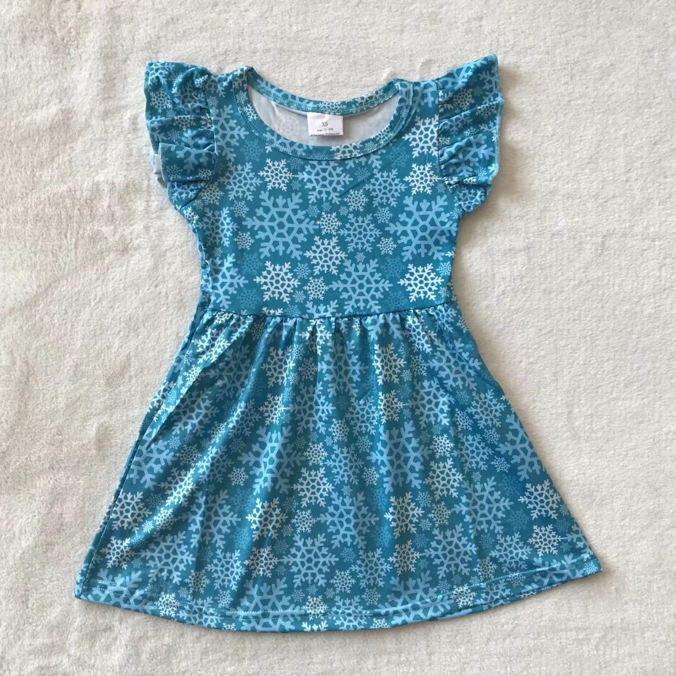 Baby girls blue snowflake pearl dresses