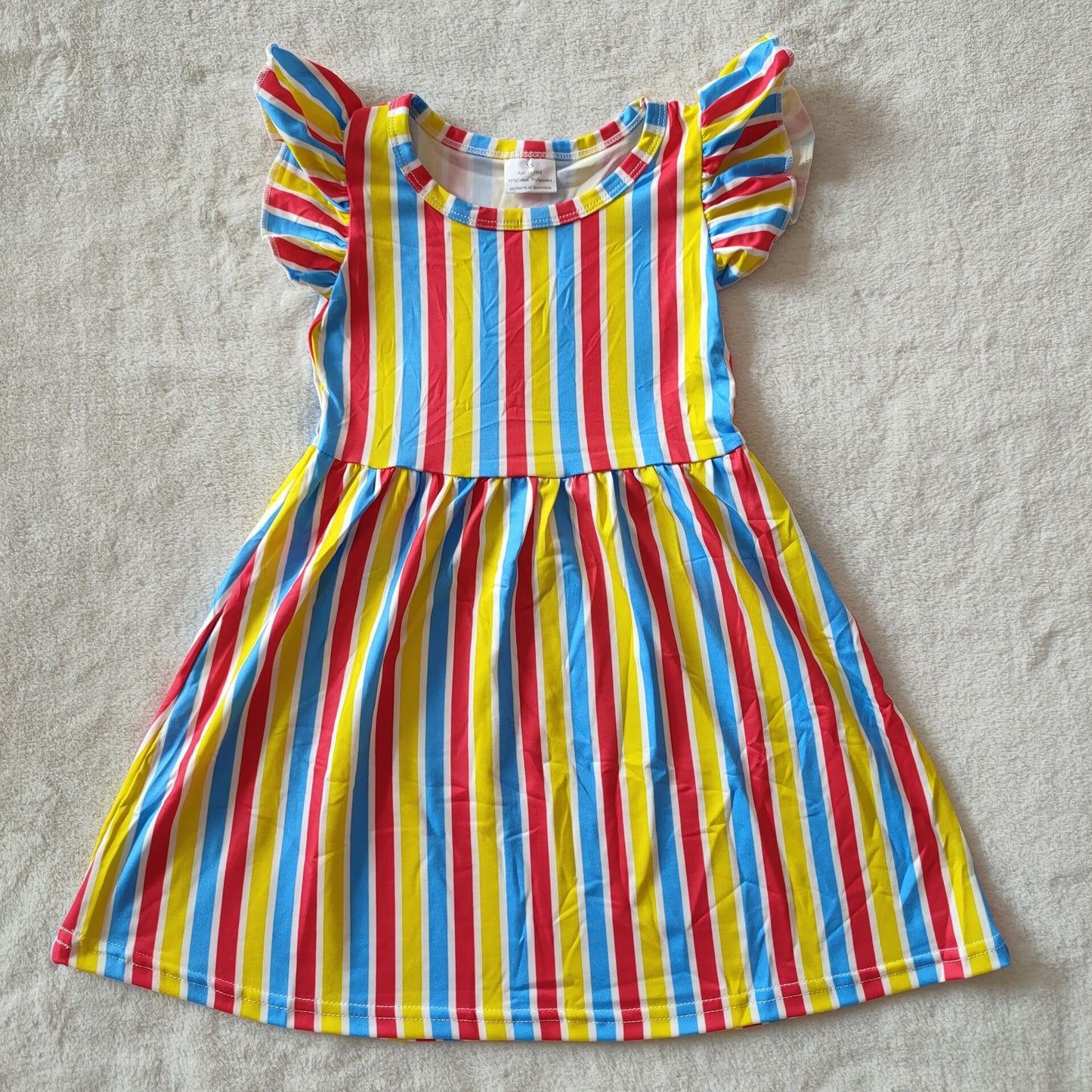 Baby girls colorful stripe pearl dresses