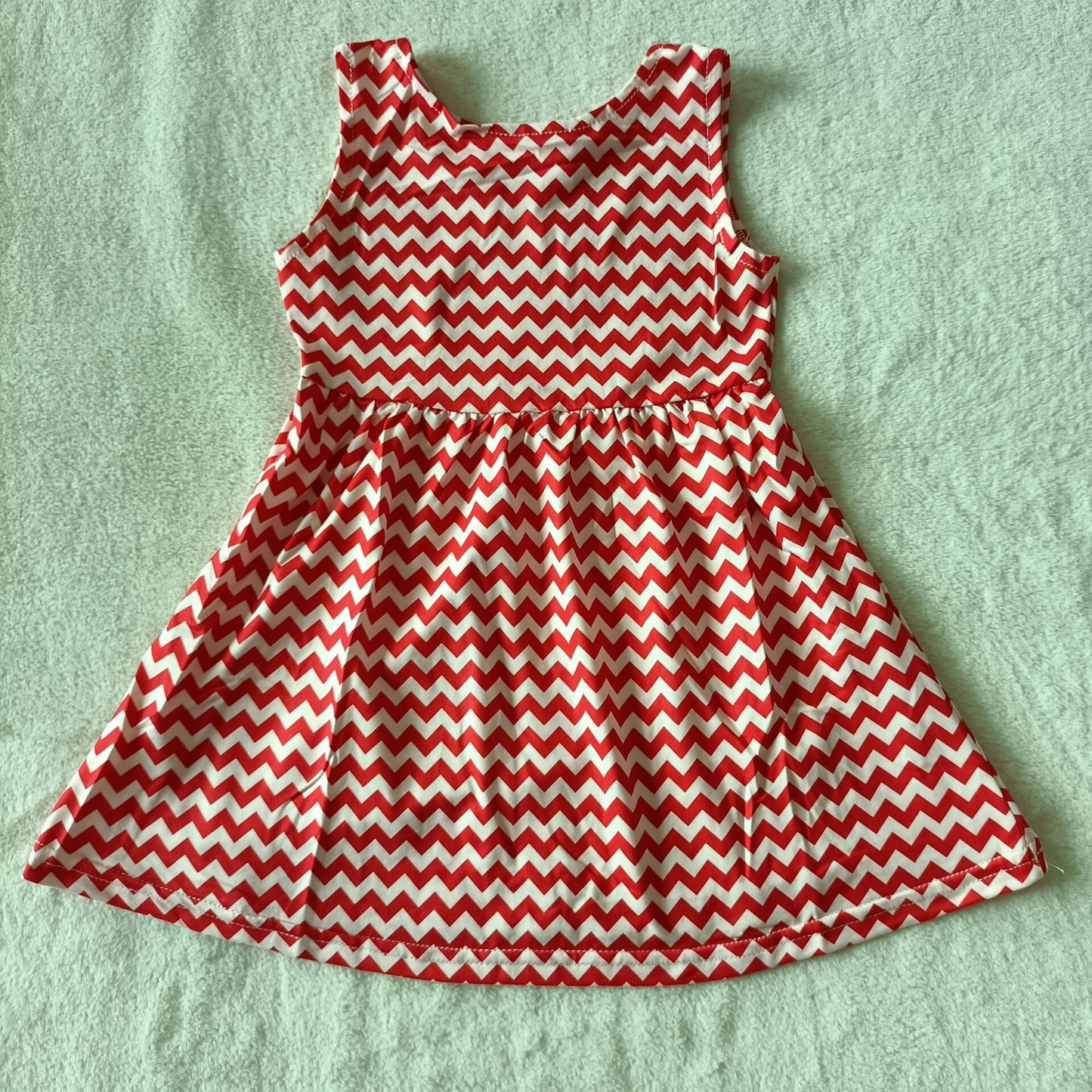 Baby girls red stripe sleeveless dresses