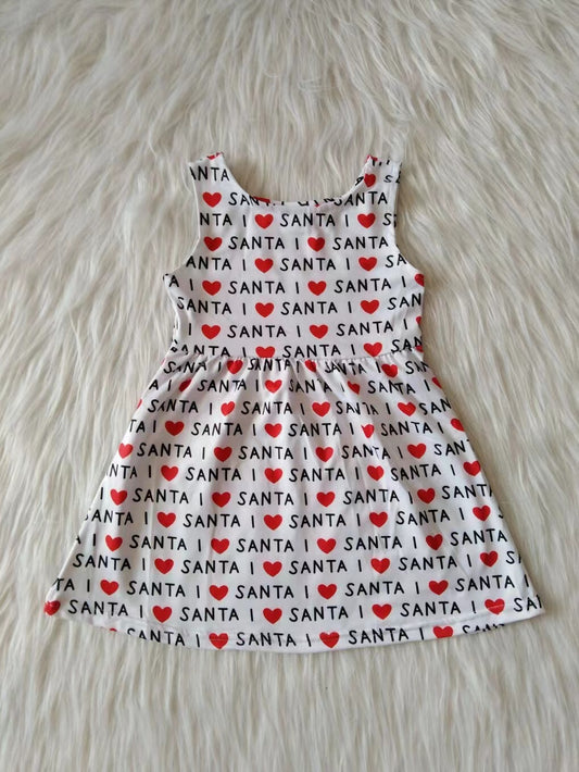 Baby girls I love santa Christmas sleeveless dresses