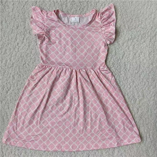 Baby girls pink quatrefoil pearl dresses