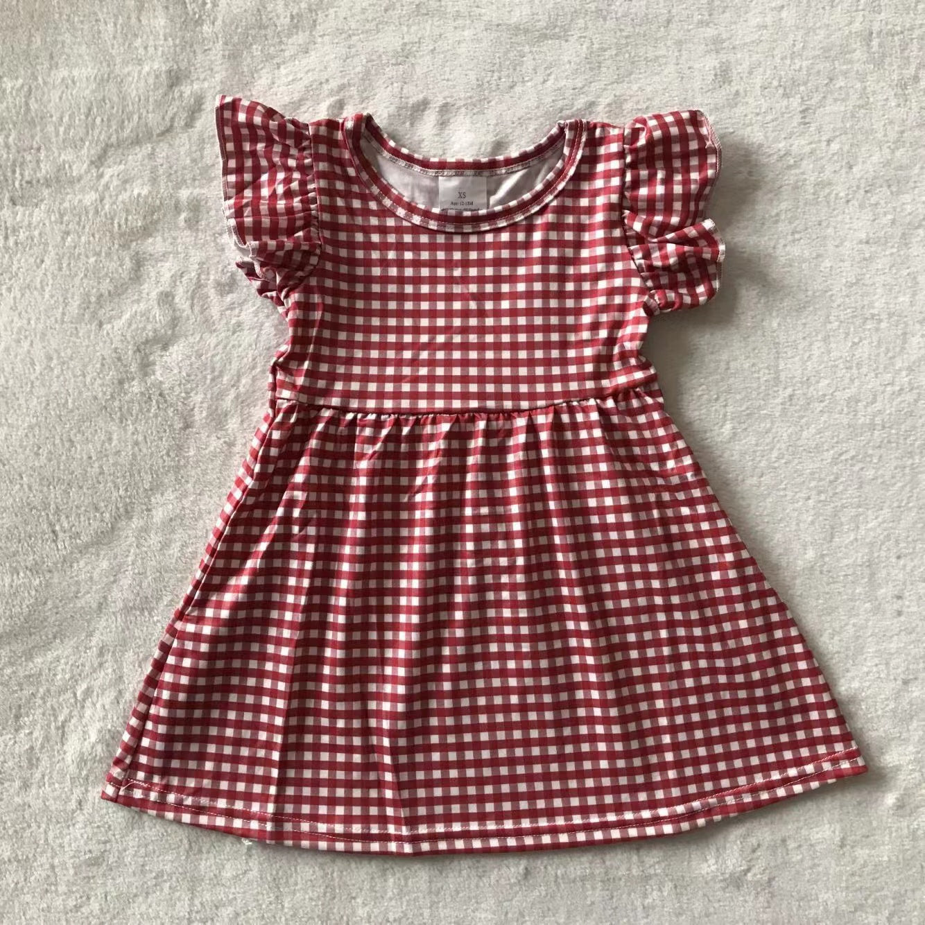 Baby girls red plaid pearl dresses