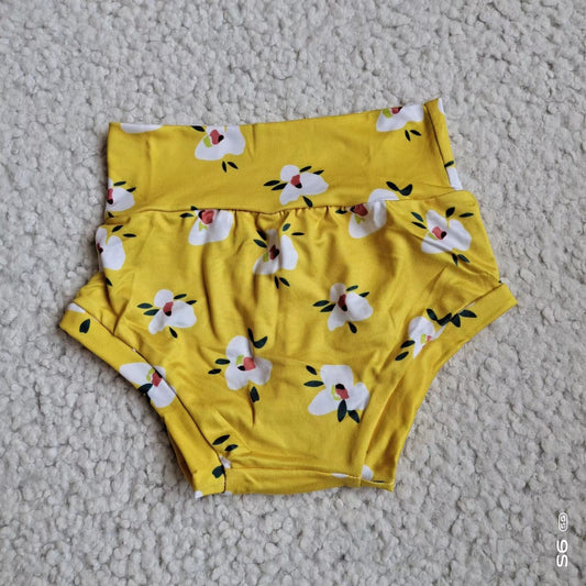 Baby Girls yellow flower bummies bloomers