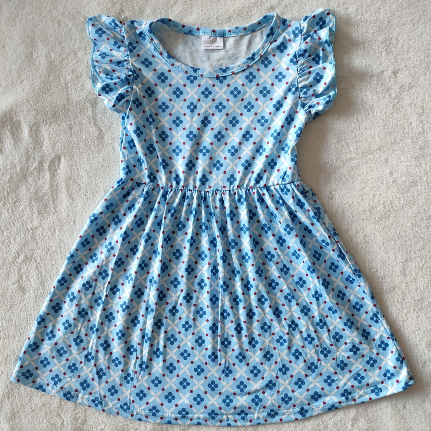 Baby girls blue plaid pearl dresses