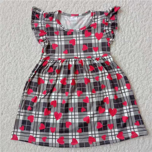 Baby girls black plaid heart pearl dresses