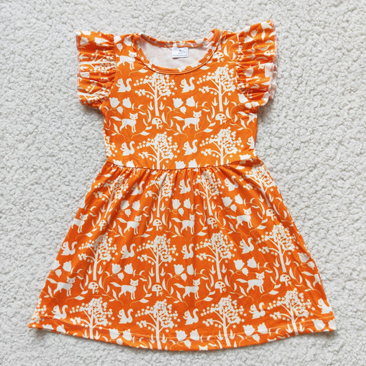 Baby girls orange floral pearl dresses