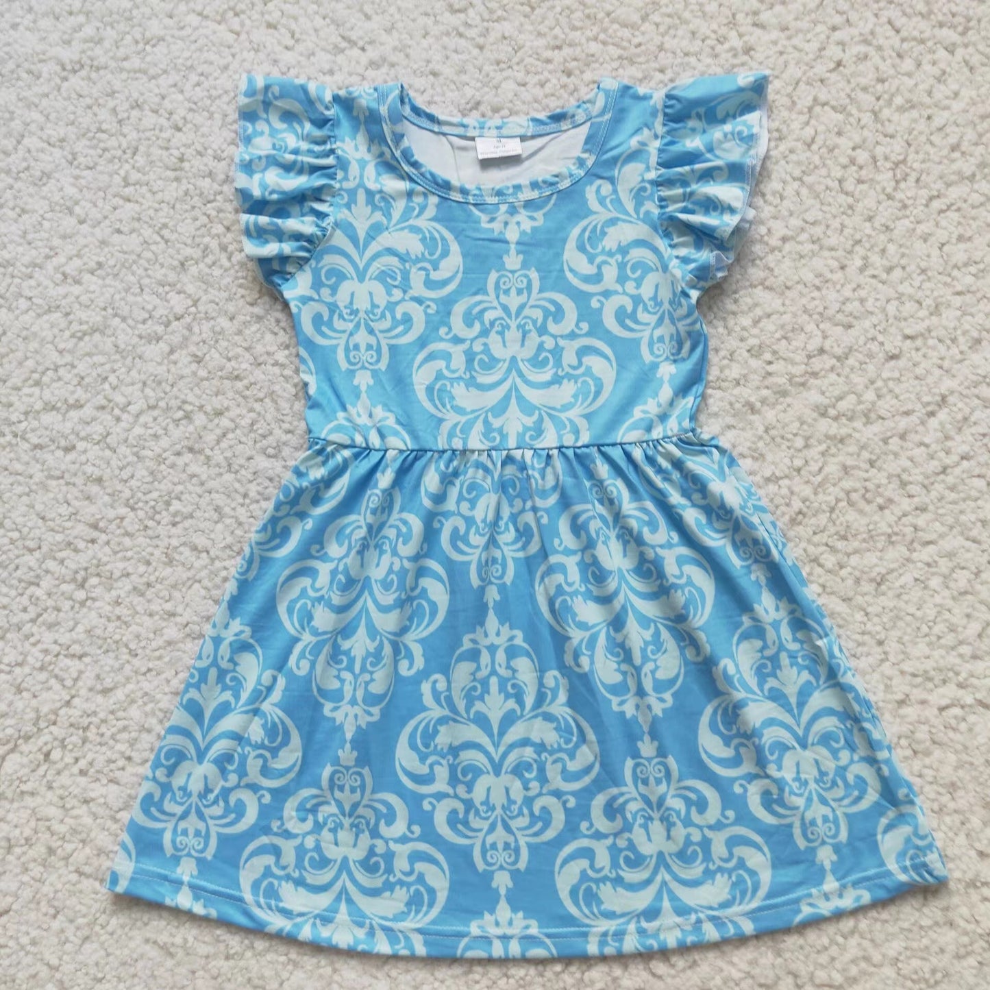 Baby girls blue floral pearl dresses