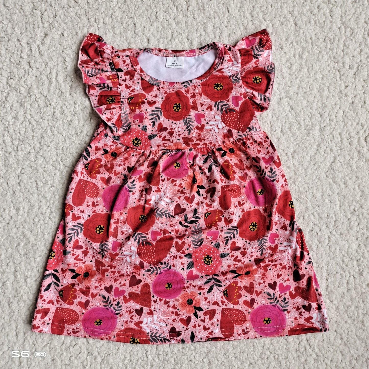 Baby girls red flower pearl dresses