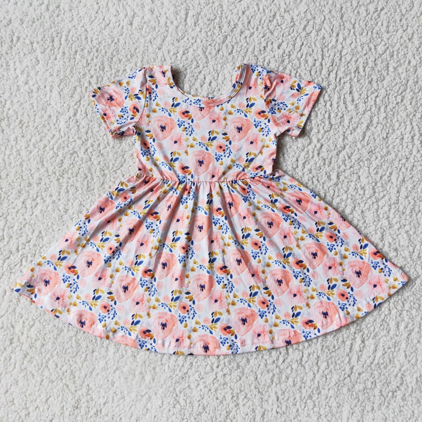 Baby girls pink flower twirl dresses