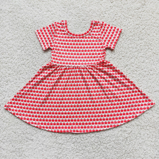 Baby girls red apple pearl dresses