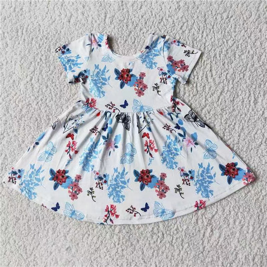 Baby girls blue floral twirl dresses