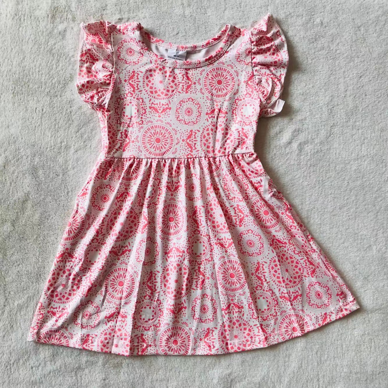 Baby girls pink circle pearl dresses