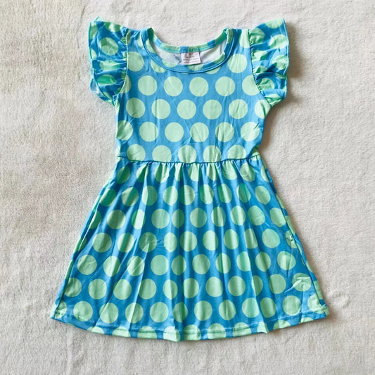 Baby girls blue dots pearl dresses