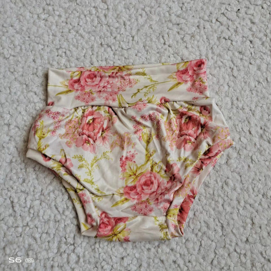 Baby Girls pink flower bummie bloomers