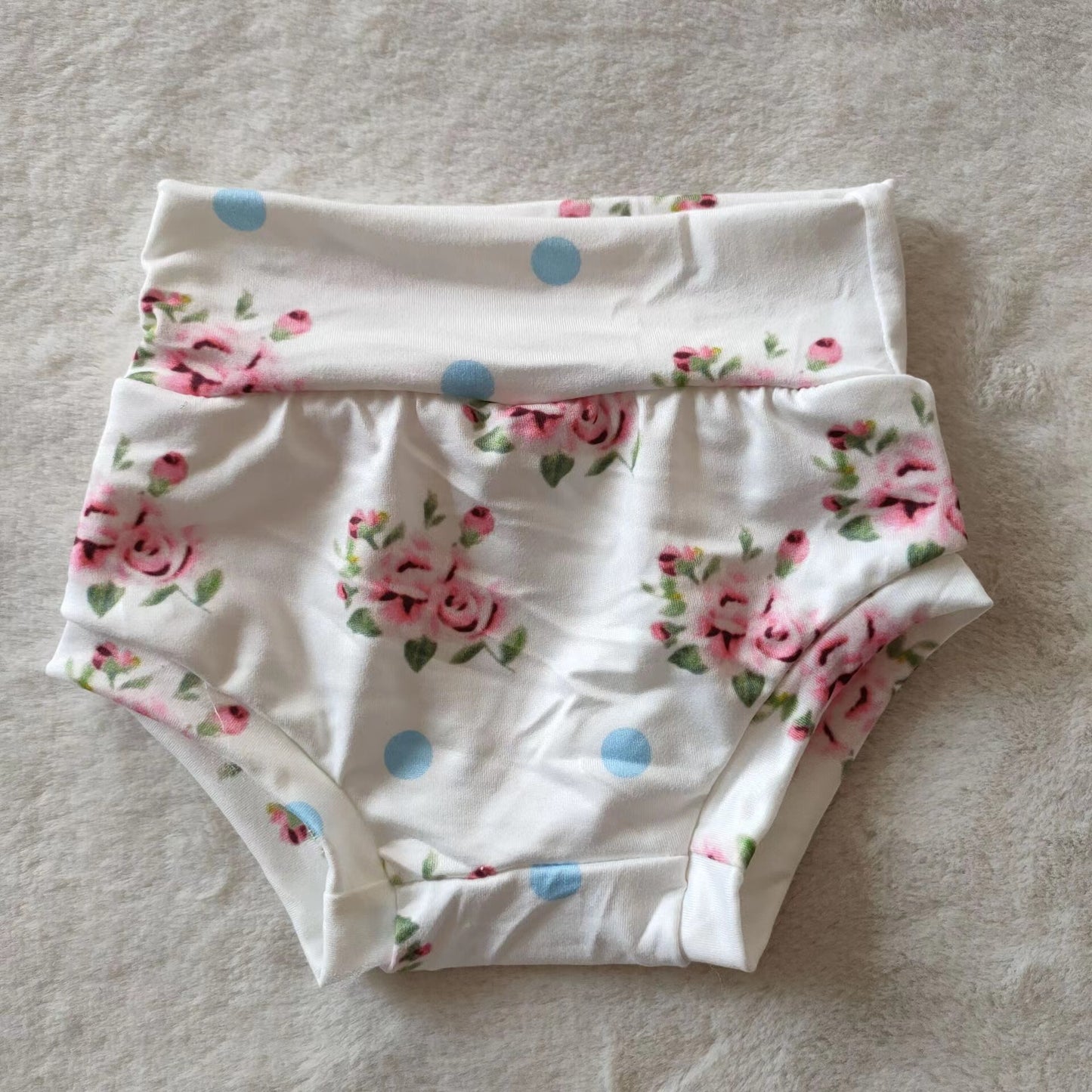 Baby Girls blue dots floral bummie bloomers