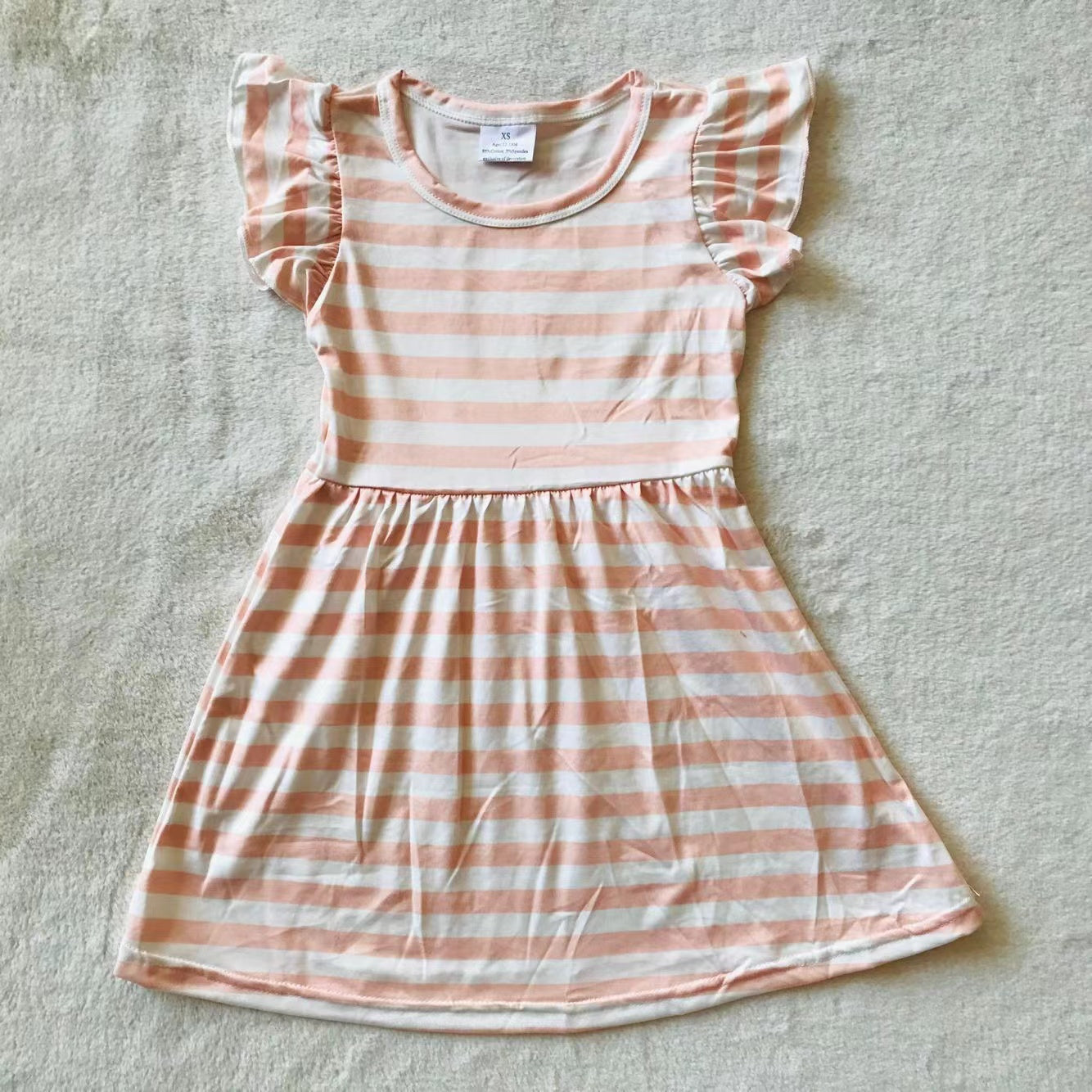 Baby girls pink stripe pearl dresses