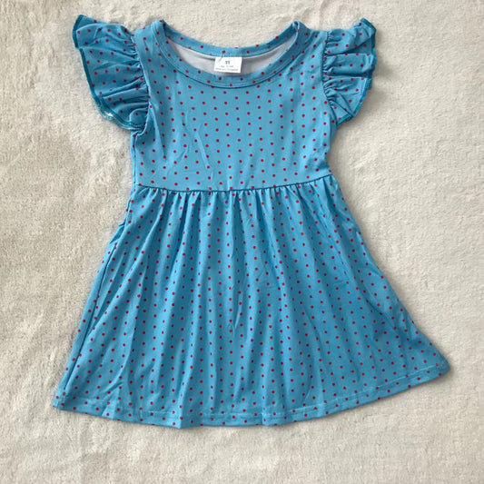 Baby girls blue dots pearl dresses