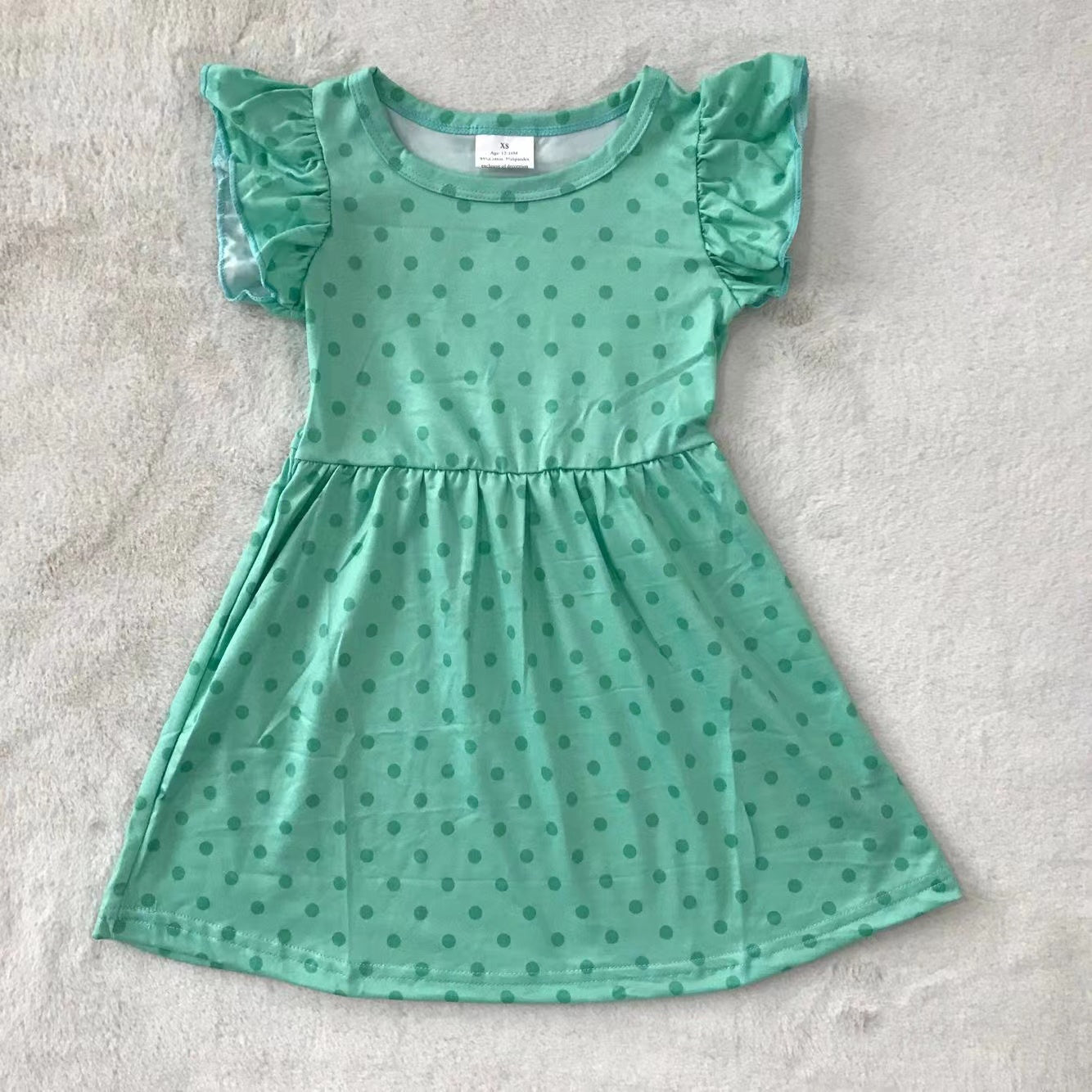 Baby girls summer blue dots pearl dresses