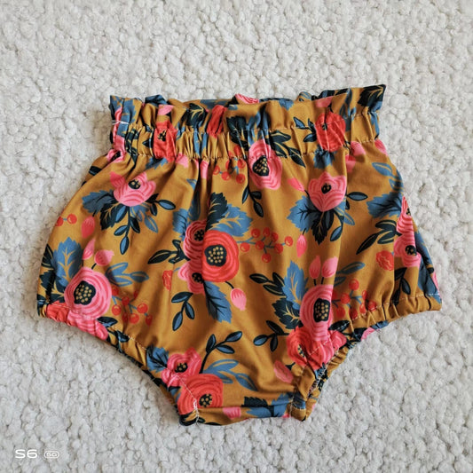 Baby infant girls brown floral bummies bloomers