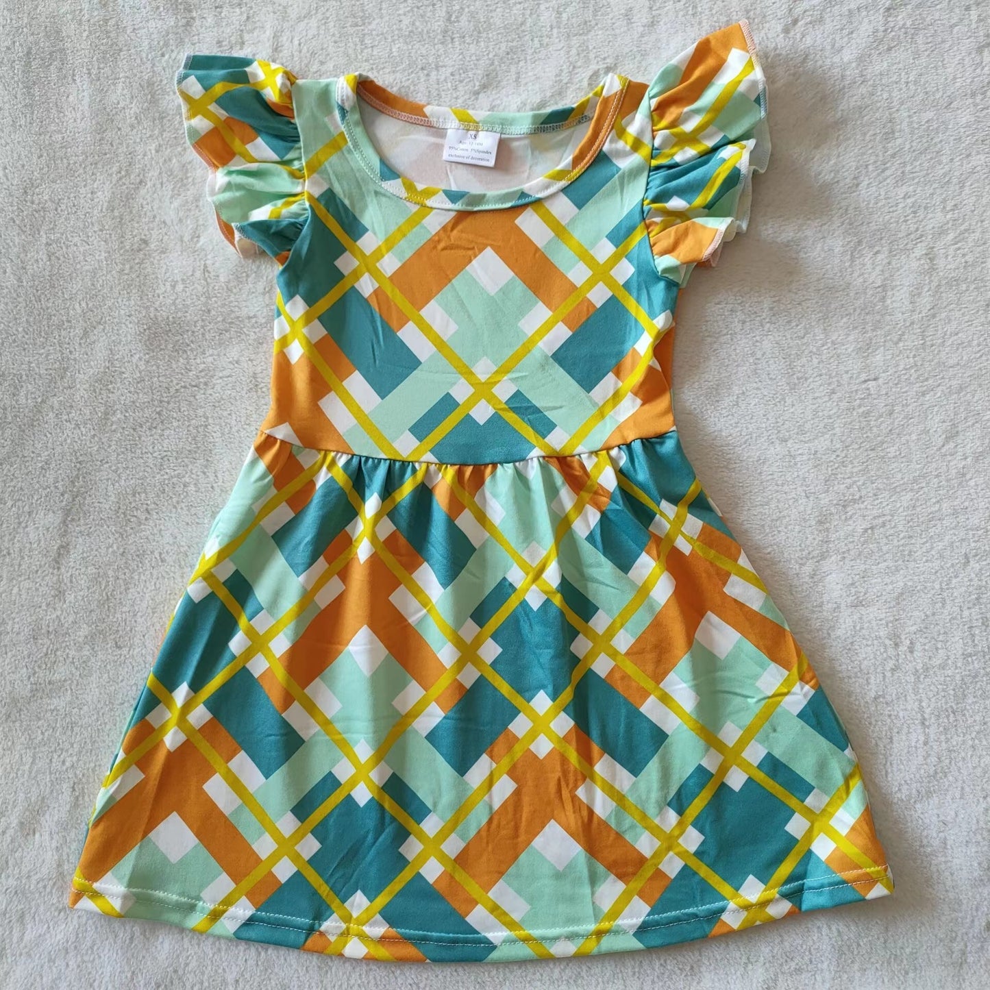 Baby girls summer plaid pearl dresses