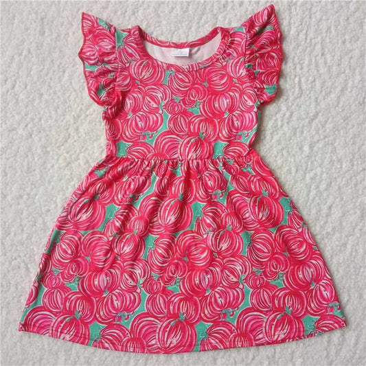 Baby girls summer red pumpkin pearl dresses