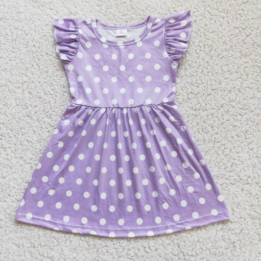 Baby girls lavender dots pearl dresses