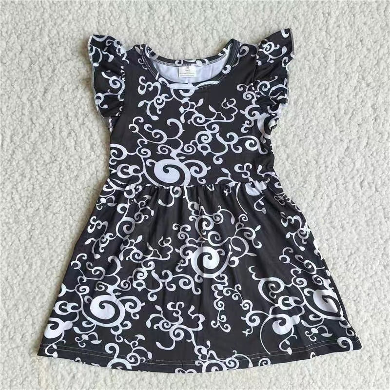 Baby girls black floral pearl dresses