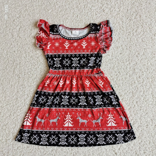 Baby girls red black stripe pearl dresses