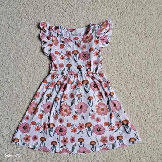 Baby girls pink flower pearl dresses