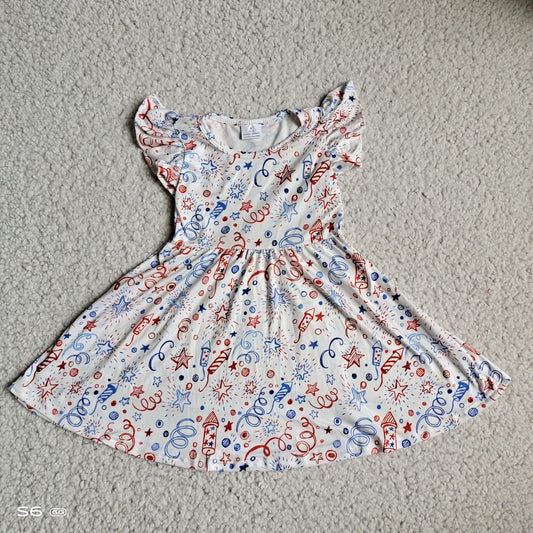 Baby girls red blue twirl dresses