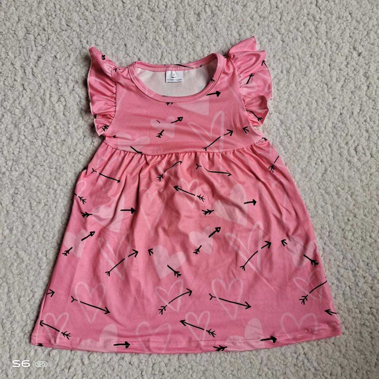 Baby girls pink heart pearl dresses