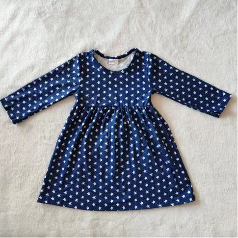 Baby girls blue star long sleeve ruffle dresses