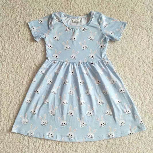 Baby girls blue rabbit pearl dresses