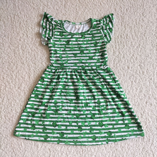 Baby girls green stripe pearl dresses